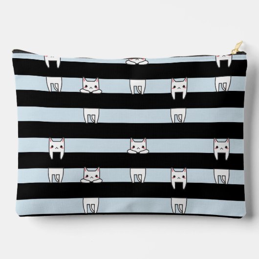 可愛い登山猫ストライプのがパーソナライズされた乗る アクセサリーポーチ (裏面)