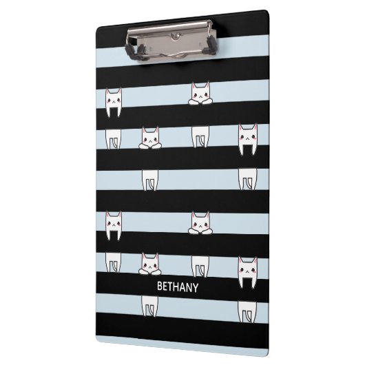 可愛い登山猫ストライプのがパーソナライズされた乗る クリップボード (左)