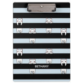 可愛い登山猫ストライプのがパーソナライズされた乗る クリップボード (正面)