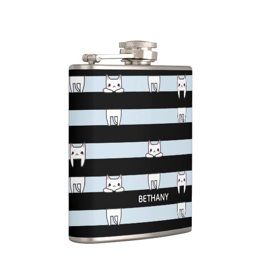 可愛い登山猫ストライプのがパーソナライズされた乗る フラスク (右)