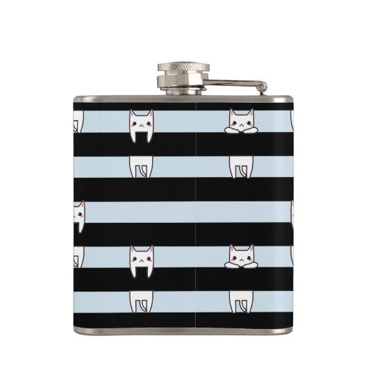 可愛い登山猫ストライプのがパーソナライズされた乗る フラスク (裏面)