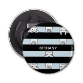 可愛い登山猫ストライプのがパーソナライズされた乗る 栓抜き (正面)