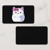 可愛い白いキティ猫とピンクの蝶ネクタイ 名刺 (正面/裏面)