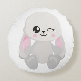 可愛い白いロップ耳つきバニーフロント&バック ラウンドクッション
