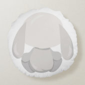 可愛い白いロップ耳つきバニーフロント&バック ラウンドクッション (裏面)