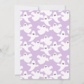 可愛い白い幽霊オンソフトパープルハロウィーン 招待状 (裏面)