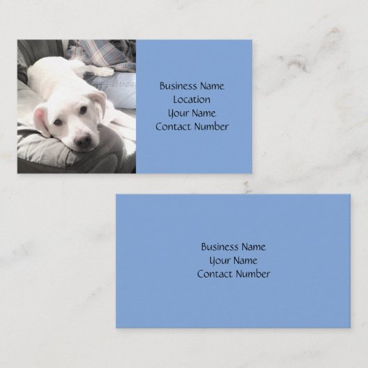 可愛い白い怠け者の子犬ソファにパパブルー 名刺 (正面/裏面)