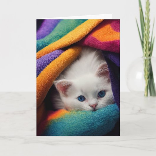 可愛い白い猫ネコ考え猫のOF YOUカード カード (正面)