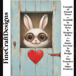 可愛い白うさぎ&赤ラブハートBX8デクページ 薄葉紙