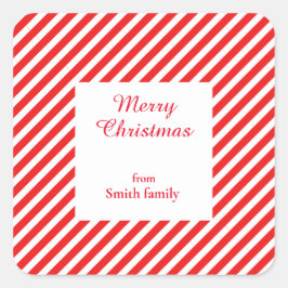 可愛い白と赤ストライプの スクエアシール