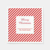 可愛い白と赤ストライプの スタンダードカクテルナプキン (正面)