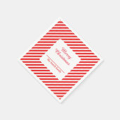 可愛い白と赤ストライプの スタンダードカクテルナプキン (角)