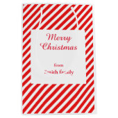 可愛い白と赤ストライプの ミディアムペーパーバッグ (正面)