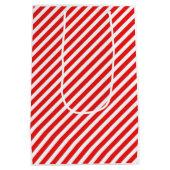 可愛い白と赤ストライプの ミディアムペーパーバッグ (裏面)