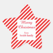 可愛い白と赤ストライプの 星シール (正面)