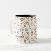 可愛い白のおもちゃボホパターンイラストレーション名 ツートーンマグカップ (正面左)