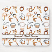 可愛い白のおもちゃボホパターンイラストレーション名 マウスパッド (正面)