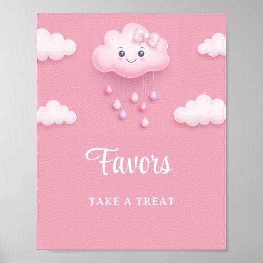 可愛い白ふわふわ雲9ピンクの女淡い色のの子が好き ポスター (正面)