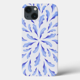 可愛い白シンプルい離れ青の花 iPhone 13ケース