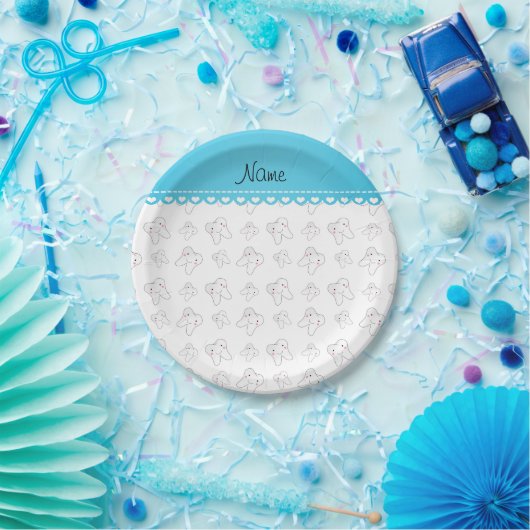 可愛い白パーソナライズされたい歯柄を名づける ペーパープレート