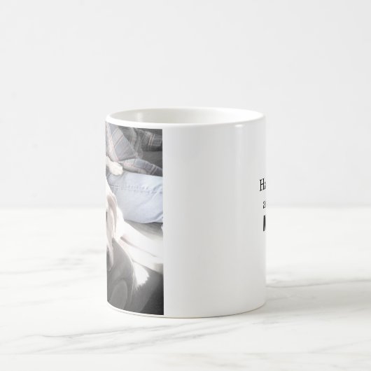 可愛い白犬の出ぶら下がった行のパパコーヒー コーヒーマグカップ (中央)