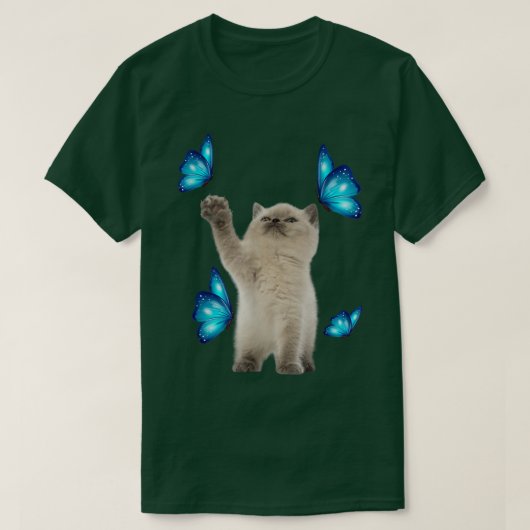 可愛い白猫と蝶々猫の里親募集 Tシャツ (デザイン正面)