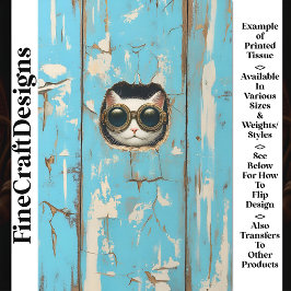 可愛い白猫キッテン隠し覗きAQ4デコパージュ 薄葉紙