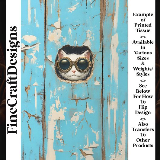 可愛い白猫キッテン隠し覗きAQ4デコパージュ 薄葉紙