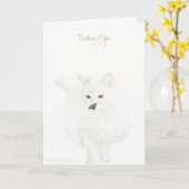 可愛い白考え猫 カード (黄色い花)
