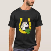 可愛い白馬とゴールデンホースシューズ、シャムロック Tシャツ (正面)