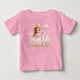 可愛い白鳥のプリンセス ピンク フェアリーテイル ベビーTシャツ