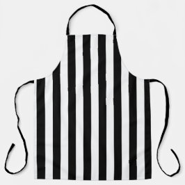 可愛い白黒のストライプ柄 エプロン