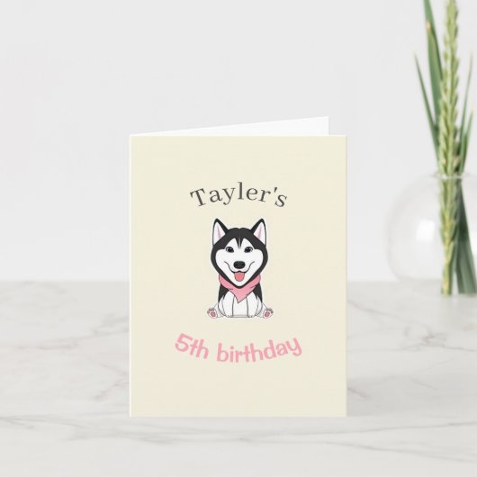 可愛い白黒のハスキー犬 サンキューカード (正面)