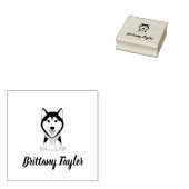 可愛い白黒のハスキー犬 ラバースタンプ (押印)