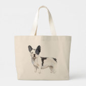 可愛い白黒のブフランスのルドッグ ラージトートバッグ (裏面)