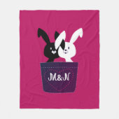 可愛い白黒のラブナイトを淡々と御紹介 フリースブランケット (正面)