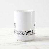可愛い白黒の手描き猫おはよう コーヒーマグカップ (中央)