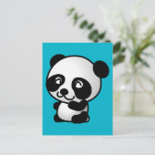 可愛い白黒の漫画パンダのクマのグラフィック ポストカード (スタンド正面)