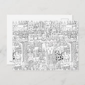 可愛い白黒の犬の子犬パターン ポストカード (正面/裏面)