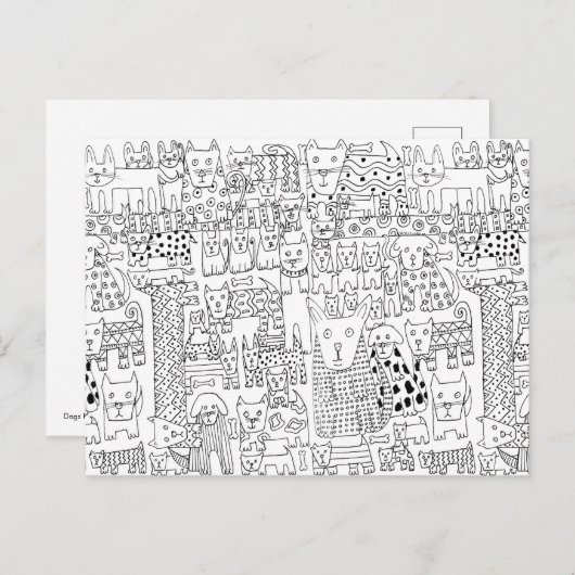 可愛い白黒の犬の子犬パターン ポストカード (正面/裏面)