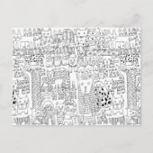 可愛い白黒の犬の子犬パターン ポストカード (正面)