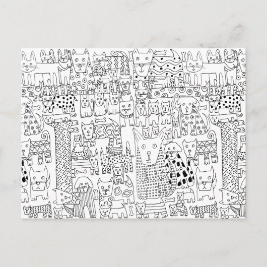 可愛い白黒の犬の子犬パターン ポストカード (正面)