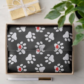 可愛い白黒の犬の足にハート柄 薄葉紙 (ギフト)