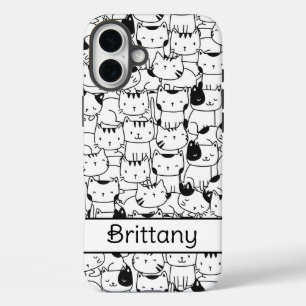 可愛い白黒の猫 iPhone 16 PLUSケース