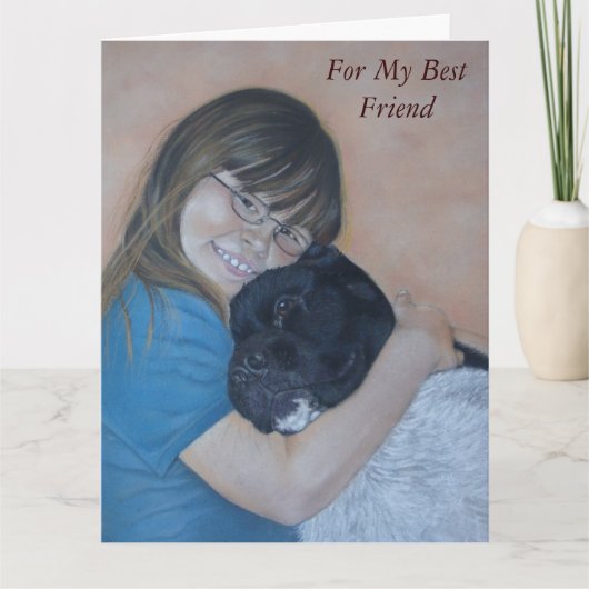 可愛い白黒の秋田の可愛い最高の友人 カード (正面)