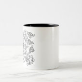 可愛い白黒の花柄 ツートーンマグカップ (中央)