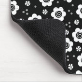 可愛い白黒の花 マウスパッド (コーナー)