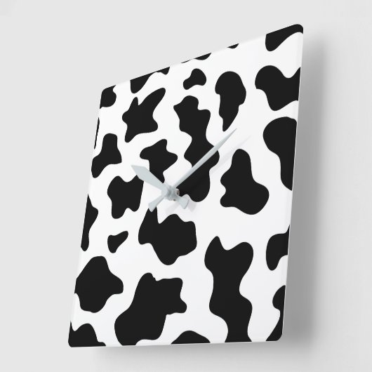 可愛い白黒の農場の乳牛のプリント スクエア壁時計 (傾斜)