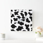 可愛い白黒の農場の乳牛のプリント スクエア壁時計 (ホーム)