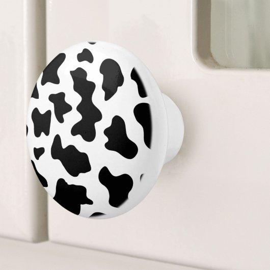 可愛い白黒の農場の乳牛のプリント セラミックノブ